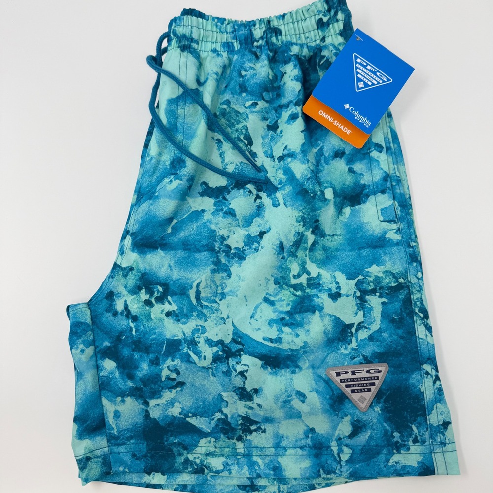 Columbia PFG Rambler Printed Water Shorts‎ Mens Small 6 Inseam Blue Teal NEW